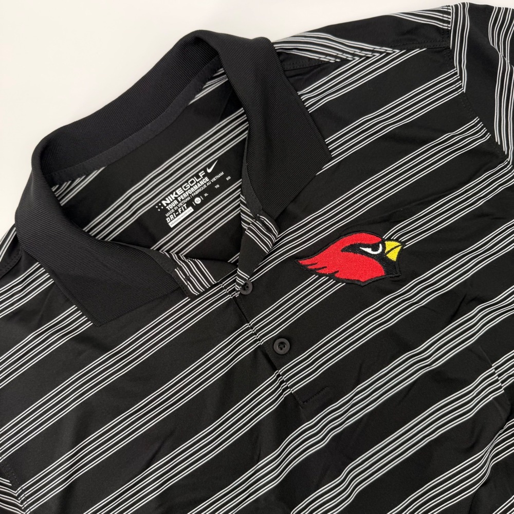 Nike Golf Arizona Cardinals Dri-FIT Polo Mens XL Black Striped Tour Performance